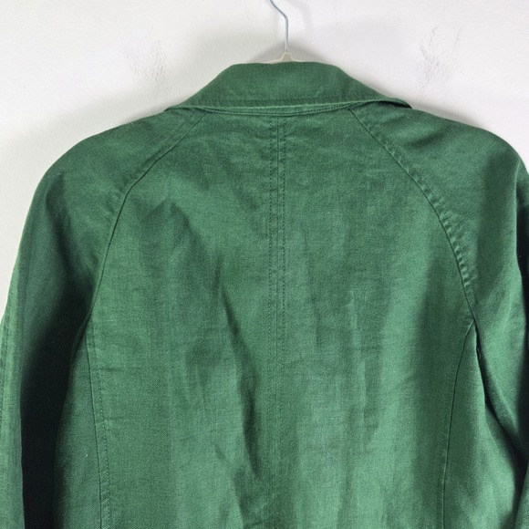 Talbots 100% Irish Linen Open Front Blazer Jacket Women Large Green Light - Picture 10 of 12